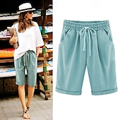 voordelige Bermuda-shorts-Dames Broeken Basic Casual Heldere kleur Huis Dagelijks Licht Blauw Grasgroen Meer groen Zwart Wit Zomer