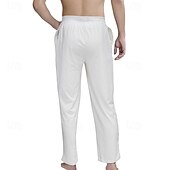 preiswerte Schlaf unten-Herren Freizeitkleidung Lounge Hose Einfarbig Mode Klassisch Lässig Heim Täglich Bett Polyester Komfort Atmungsaktiv Weich Hose Kordelzug Elastischer Bund Frühling Herbst Schwarz Weiß