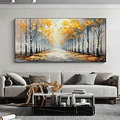 cheap Landscape Paintings-Handmade Original Forest Trail Oil Painting On Canvas Abstract Tree Scenery Wall Art for Home Decor With Stretched Frame Without Inner Frame Painting