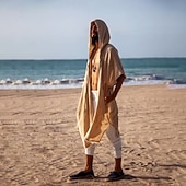 cheap Men's Casual Shirts-Men's Summer Shirt Casual Shirt Beach Shirt Cotton Shirt Shrugs Apricot Short Sleeve Solid / Plain Color Hooded Vacation Hawaiian Clothing Apparel Fashion Casual Comfortable