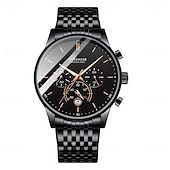 abordables Relojes mecánicos-Reloj de moda para hombre, cronógrafo de acero inoxidable, malla de cuarzo, reloj de pulsera para hombre, resistente al agua, luminoso, fecha, relojes deportivos para hombre.
