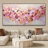 cheap Floral/Botanical Paintings-Mintura Handmade Heart Chart Press Oil Paintings On Canvas Wall Art Decoration Modern Abstract Picture For Home Decor Rolled Frameless Unstretched Painting