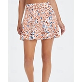preiswerte Damenröcke &amp; Skorts-Damen Blumenmuster Lässiger Rock Tennisröcke mit Shorts Über dem Knöchel Feuchtigkeitsableitend Atmungsaktiv Tennis Golfspiel Pickleball Blau Orange Grün Tennisbekleidung