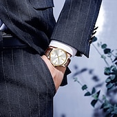 economico Orologi al quarzo-Orologio da Uomo 826 al Quarzo – Cassa in Lega Ultra Sottile Cinturino in Pelle Lancette Luminose Indicatore di Data 30M Impermeabile Stile Business Classico