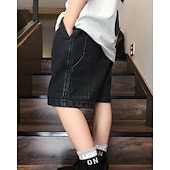 cheap Bottoms-Kids Boys Shorts Solid Color Breathable Soft Comfort Shorts School Cool Basic Black Blue Mid Waist