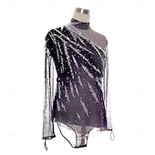 お買い得  男子と少年のフィギュアスケート衣装-フィギュアスケート用トップス 男性用 男の子 アイススケート トップス ダークグレー パッチワーク スパンデックス 高弾性 訓練 競技大会 スケートウェア クラシック クリスタル・ラインストーン 長袖 アイススケート フィギュアスケート