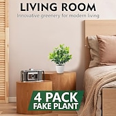 levne Umělé rostliny a zeleň-4 balení umělých rostlin, keramických mini umělých rostlin, květináčů, pro domácí dekoraci, kancelářské dekorace, dekorace do pokoje, farmářské dekorace, interiérové dekorace do koupelny