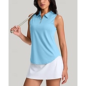 Χαμηλού Κόστους Γυναικείο πουκάμισο-Γυναικεία Μονόχρωμο Πουκάμισο τένις Αμάνικο UPF50+ Γρήγορο Στέγνωμα Τέννις Γκολφ Μπάντμιντον Γιακά με φερμουάρ Μπλουζάκι Μπολύζες Μαύρο Βαθυγάλαζο Πράσινο Ρούχα τένις