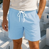 economico Vacanza-Per uomo Shorts Shorts di Lino Pantaloncini Estivi Shorts da Spiaggia Tasca Coulisse Elastico in vita Semplice Comodità Traspirante Corto Vacanza Ferie Spiaggia Hawaiano Boho Nero Bianco