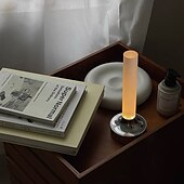 cheap Bedside Lamp-Candle Table Lamp Long Style USB Rechargeable Wireless Touch Lamp Desktop Decoration Atmosphere Night Light for Bedroom Silver