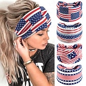 preiswerte Haarstyling-Zubehör-Stirnbänder mit amerikanischer Flagge für Frauen, patriotisches gedrehtes Haarband in Rot, Weiß und Blau, dehnbares, sportliches Haar-Accessoire für den Unabhängigkeitstag der USA, den Gedenktag