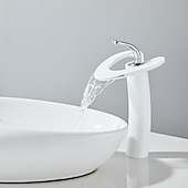お買い得  浴室・洗面台用水栓金具-バスルームのシンクの蛇口 - 滝状吐水タイプ 電気メッキ センターセット シングルハンドルつの穴Bath Taps