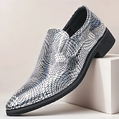 abordables Semi-formel-Chaussures à enfiler pour hommes à imprimé serpent métallisé turquoise - tendance, modernes, parfaites pour les sorties décontractées et les événements avant-gardistes