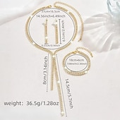 abordables Conjuntos de joyas-Conjuntos de joyas nupciales: 1 juego de aleación de diamantes de imitación, 1 pulsera, pendientes, collar, conjunto de joyas de lujo para mujer para bodas, ocasiones especiales, fiestas, ropa de