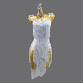 preiswerte Turnierkleid-Lateinischer Salsa-Tanz Kleid Kristall / Strass Quaste Pailletten Damen Leistung Party Ärmellos Chinlon Spandex