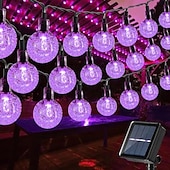 お買い得  太陽光発電-1個 屋外用ソーラーストリングライト 防水 バブルボールライト 12m-100個 LEDビーズ 中庭 庭 芝生 テラス バルコニー ヴィラ ハロウィン クリスマス フェスティバル ウェディングデコレーション ライトストリング 8つの機能