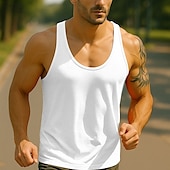 preiswerte Fitness Tank-Tops-Herren Tank Top Weste Unterhemd Ärmelloses Shirt Ärmellos Rundhalsausschnitt Sommer Einfach Mode Designer Basic Klassisch Urlaub Straße Ausgehen Schwarz Weiß Königliches Blau Top T-Shirt für Herren