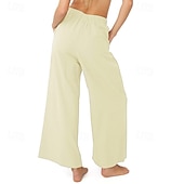 billige Shorts i bomullslin-Dame Linbukser i bomull Frekk Bukser Mote Gatemote Full lengde Naturlig عادي Lomme Elastisk midje comfy Utendørs Bekvem utendørs Ferie Aprikos Grå Svart Hvit Sommer Normal