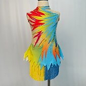 preiswerte Eiskunstlaufkleider-Eiskunstlaufkleid Damen Mädchen Eislaufen Kleider Blau Quaste elastisch Ausbildung Wettbewerb Eiskunstlaufkleidung Kristalle Ärmellos Eislaufen Eiskundstlauf