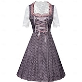 cheap Women-Oktoberfest Lace Dress Apron Dirndl Blouse Maid Bavarian German Munich Wiesn Women's Beer Festival Traditional Style Cloth