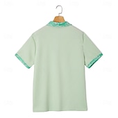 economico Polo Classico da Uomo-Per uomo Testurizzato Maglia da golf Affari Casuale Classico Manica Corta Moda Moderno Tinta unica Hawaii Bottoni Estate Primavera Vestibilità regolare Nero Bianco Verde Cachi Testurizzato