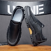 economico Slip-ons e mocassini da uomo-scarpe slip-on da uomo in pelle marrone scuro con suola robusta - calzature resistenti e alla moda per uso esterno