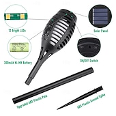 cheap Landscape Lights-6 Pcs Outdoor Waterproof Solar Torch Light Flashing Flame Pathway Light Courtyard Garden Lawn Path Villa Fence Lighting Landscape Decoration Light
