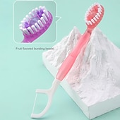 baratos Banho e cuidados pessoais-Mini escovas de dente descartáveis 5 em 1 com pasta de dente, raspador de língua, palitos, estojo de viagem para fio dental, escovas de dente de viagem pré-coladas para trabalho ou viagem, escovas