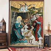 abordables Tapiz Medieval-Tapiz medieval, tapiz de la Edad Media, arte religioso, gran mural, decoración, fotografía, fondo, hogar, dormitorio, sala de estar, decoración