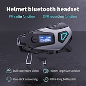 abordables Écouteurs pour casque moto-Casque Bluetooth K10 avec enregistrement DVR, radio FM, assistant vocal, réduction du bruit CVC, étanchéité IPX8, batterie 40h, audio HiFi pour la conduite à moto