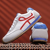 preiswerte Sneaker für Herren-weiße sportliche Herren-Sneaker mit roten und blauen Akzenten – lässig, leicht, ideal für einen aktiven Lebensstil und Outdoor-Aktivitäten