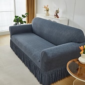 economico Copridivano-Copridivano 1 pz con dettagli a balze, alla moda, elastico, aderente, in poliestere e spandex, stile copridivano, elasticizzato, lavabile in lavatrice, stampa reattiva - adatto per poltrone