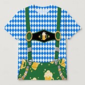 Недорогие футболки-Октоберфест Печать на Lederhosen Как у футболки баварский Мюнхен Немецкий Графический Назначение Муж. Взрослые Карнавал Октоберфест 3D печать Для вечеринок