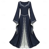 levne Šaty-Retro Středověké Renesanční Šaty Fancy kostým Viking Keltský rytíř Maškarní kostým Dámské Keltské předvečer Všech svatých Karneval Výkon LARP Ren Faire Dospělé Šaty