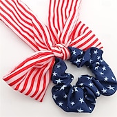 baratos Acessórios de penteados-Elásticos de cabelo com bandeira americana para mulheres e meninas, dia da independência, 4 de julho, elásticos de cabelo, estrela vermelha, branca e azul, laços de cabelo patrióticos, fitas do dia da