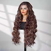 cheap Synthetic Lace Wigs-Synthetic Lace Wig Body Wave Style 30 inch Brown / Blonde Middle Part 13x4 Lace Front Wig Women's Wig Dark Brown