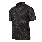 preiswerte Klassisches Poloshirt für Herren-Herren Golfshirt Golf Poloshirts Arbeit Lässig Revers Kurzarm Basic Modern Einfach Tarnung Knöpfe Sommer Normale Passform Schwarz Tarnung Grün Khaki Golfshirt