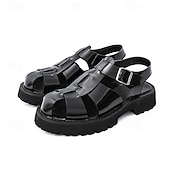 cheap Dress Sandals-Men's Black Faux Leather Gladiator Sandals - Durable and Stylish Sandals for Summer Adventures