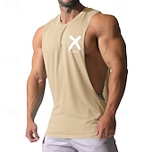 preiswerte Fitness Tank-Tops-Herren Tank Top Weste Unterhemd Ärmelloses Shirt Ärmellos Rundhalsausschnitt Sommer Bedruckt Mode Designer Basic Klassisch Urlaub Straße Ausgehen Schwarz Weiß Rote Top T-Shirt für Herren