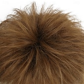 رخيصةأون باروكات تاريخية-باروكة شعر موليت من السبعينيات والثمانينيات بطول الكتف للنساء، باروكة شعر بني مستقيم مع قلادة، مناسبة لحفلات الديسكو والهالوين