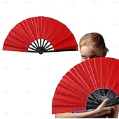 お買い得  イベントとパーティー用品-5個のブーツオングラウンドファン、大型ホログラフィック折りたたみハンドファン、ラインダンスポッピングファン、クラップファン、ラインダンス用折りたたみクラフト、レーザーカラーハンドファン