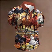 economico Festival-Derby del Kentucky Per uomo Cavallo Stampe Grafiche Polo Polo con revers Polo con bottoni Maniche Corte Magliette polo Collo ripiegato Sport Moda Streetwear All&#039;aperto Streetwear Quotidiano Weekend