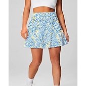 preiswerte Damenröcke &amp; Skorts-Damen Blumenmuster Lässiger Rock Tennisröcke mit Shorts Über dem Knöchel Feuchtigkeitsableitend Atmungsaktiv Tennis Golfspiel Pickleball Blau Orange Grün Tennisbekleidung