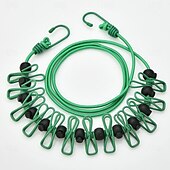 abordables Crochets et fixations-Corde à linge extensible antidérapante pour camping en plein air avec 12 clips, corde à linge extensible de voyage, corde à chaussettes, corde à linge suspendue
