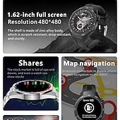 baratos Smartwatch-Relógio inteligente S6Pro 1,62&quot; Bluetooth, rastreador de fitness para homens com bússola, contador de passos, lembrete de chamadas e mensagens, monitor de sono, assistente de voz, à prova d&#039;água IPX, compatível com Android e iOS