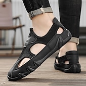 billiga Avslappnade sandaler-Herrsandaler Bruna Mesh-utomhussandaler med justerbara remmar och vadderad sula för vandring, strand och sommaräventyr
