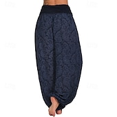 preiswerte weites Bein und hohe Taille-Damen Weites Bein Stoffhosen Hosen Hose Mode Boho Volle Länge Natürliche Taille Blumen Druck Bequem Außenbereich Outdoor Urlaub Alltagstauglich Magenta Saphir Marineblau Aprikose Sommer Normale