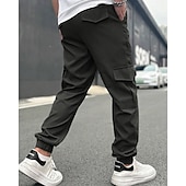 cheap Cargo Pants-Men's Cargo Pants Trousers Drawstring Elastic Waist Multi Pocket Plain Wearable Daily Outdoor Camping &amp; Hiking Fashion Classic Navy Blue Khaki