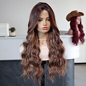 cheap Synthetic Lace Wigs-Synthetic Lace Wig Curly Style 24 inch Brown Middle Part U Part Wig Women&#039;s Wig Light Brown