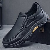 economico Slip-ons e mocassini da uomo-scarpe slip-on da uomo in pelle marrone scuro con suola robusta - calzature resistenti e alla moda per uso esterno